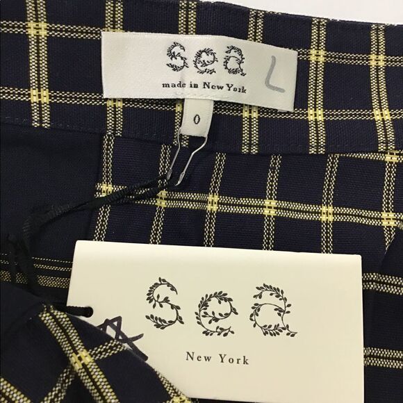 SEA Pleated Skirt Midi Mini Asymmetric Phantom Skirt New Plaid Size 0 - Picture 8 of 12